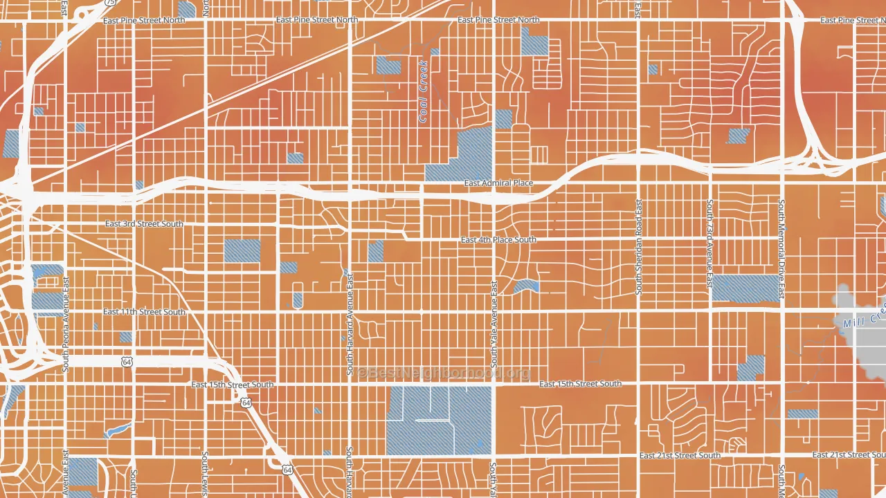 Transit Grade map of Turner Park, Tulsa, OK