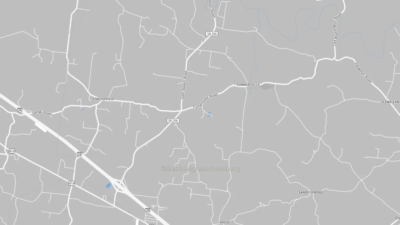 Transit Grade map of Turnersville, TN