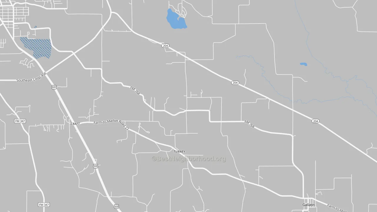 Transit Grade map of Turney, TX
