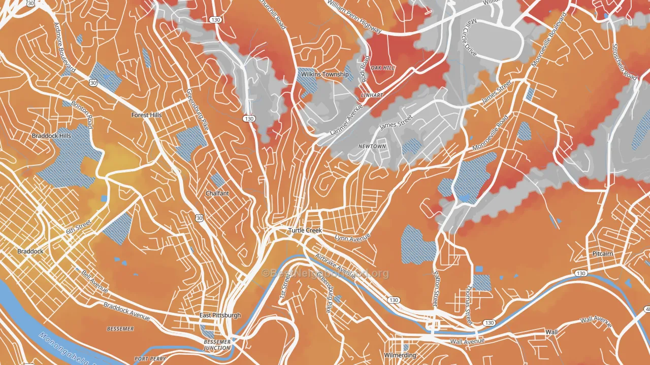 Transit Grade map of Turtle Creek, PA