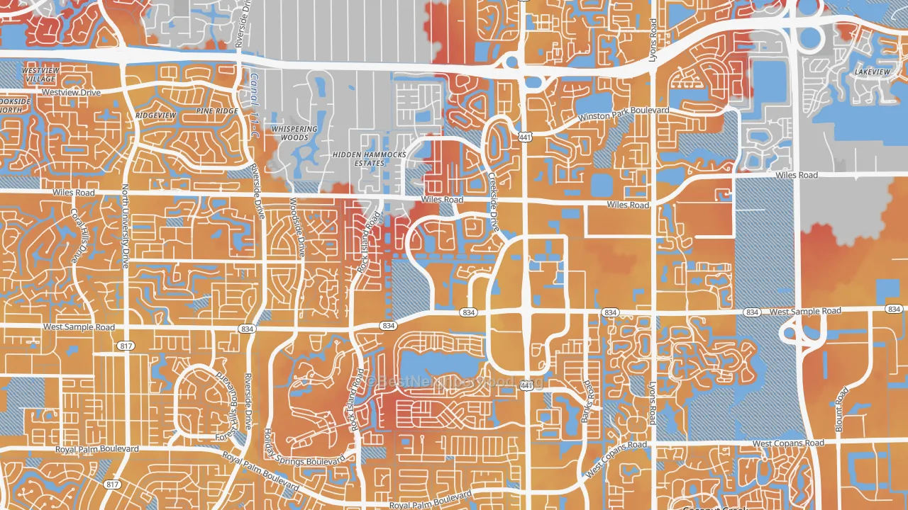Transit Grade map of Turtle Run, Coral Springs, FL
