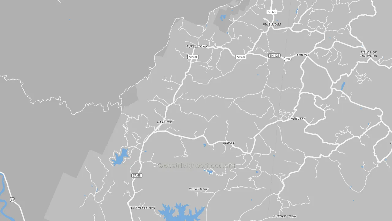 Transit Grade map of Turtletown, TN