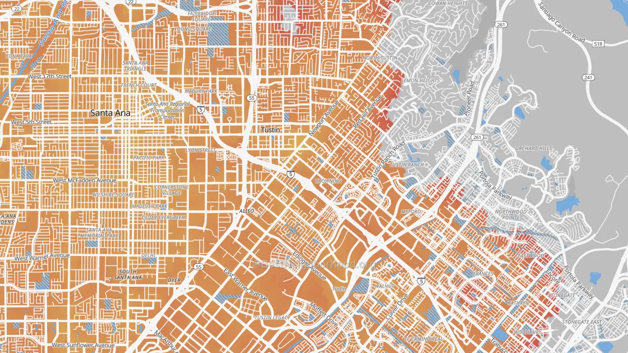 Transit Grade map of Tustin, CA