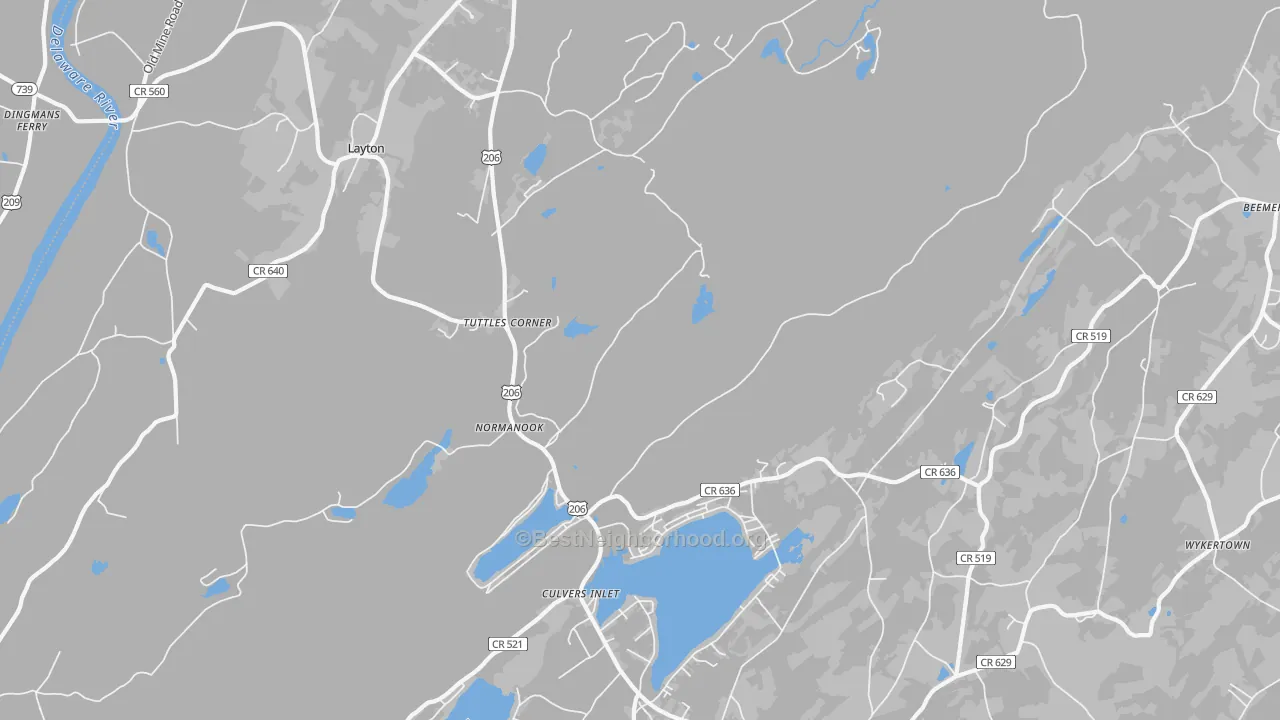 Transit Grade map of Tuttles Corner, NJ