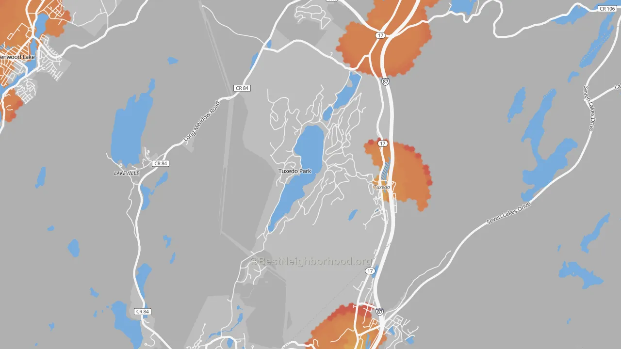 Transit Grade map of Tuxedo Park, NY