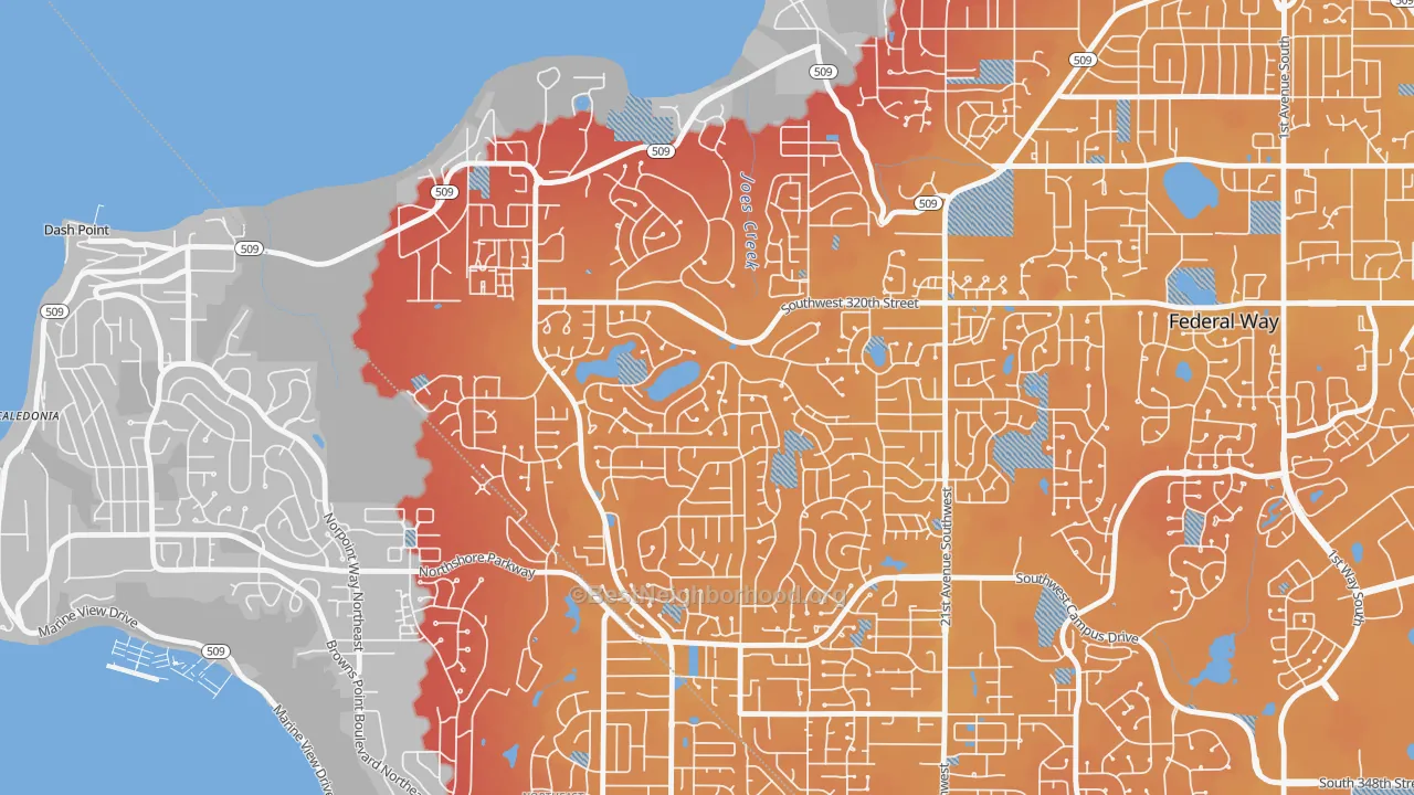 Transit Grade map of Twin Lakes, Federal Way, WA