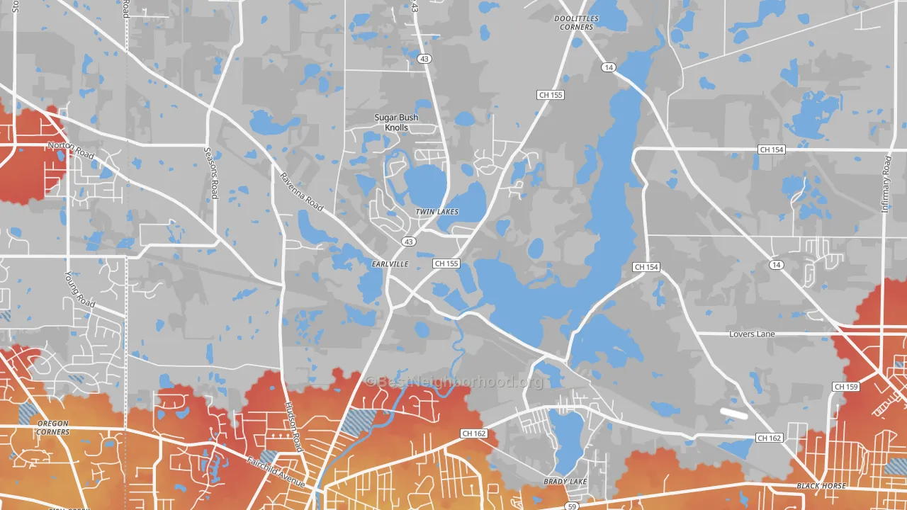 Transit Grade map of Twin Lakes, OH