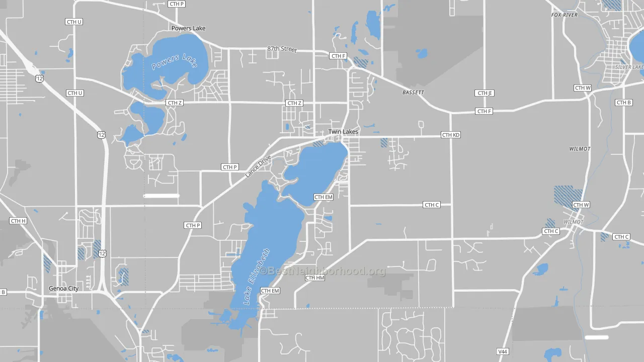 Transit Grade map of Twin Lakes, WI