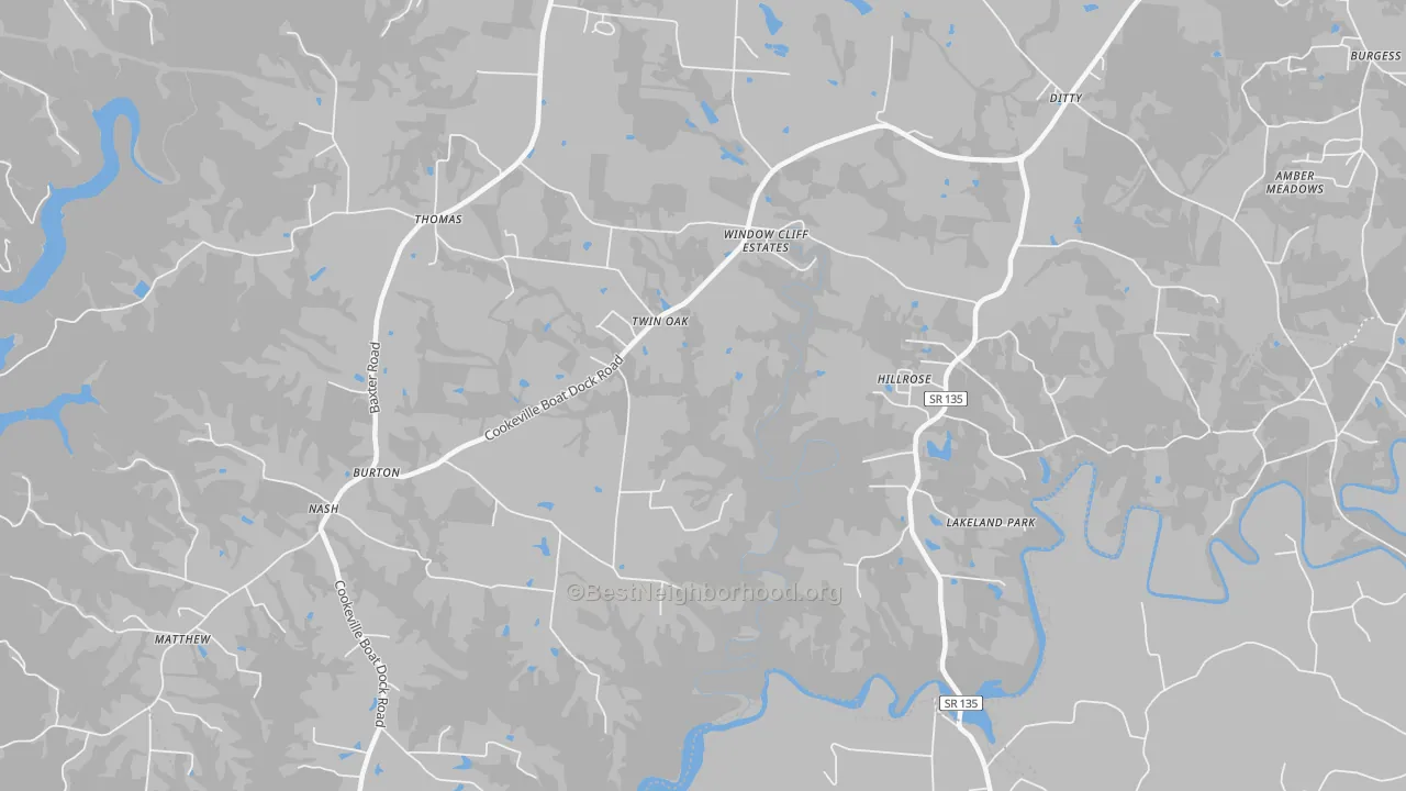 Transit Grade map of Twin Oak, TN