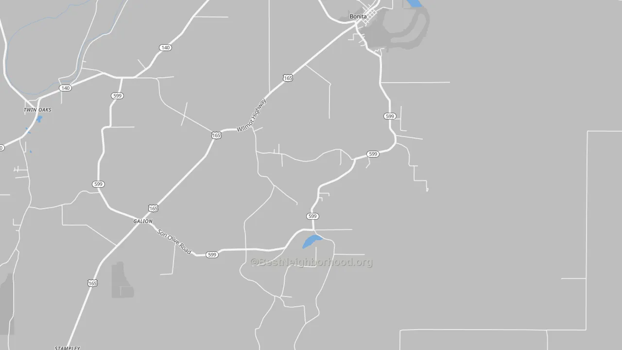 Transit Grade map of Twin Oaks, LA