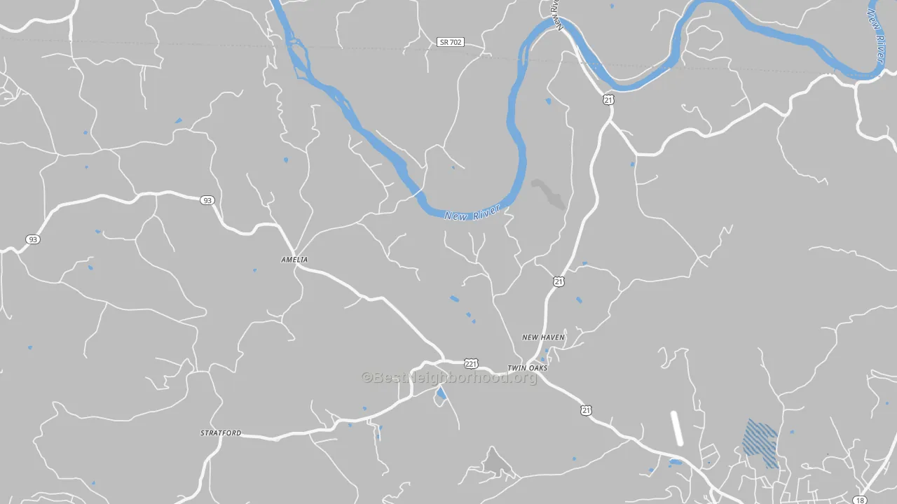 Transit Grade map of Twin Oaks, NC