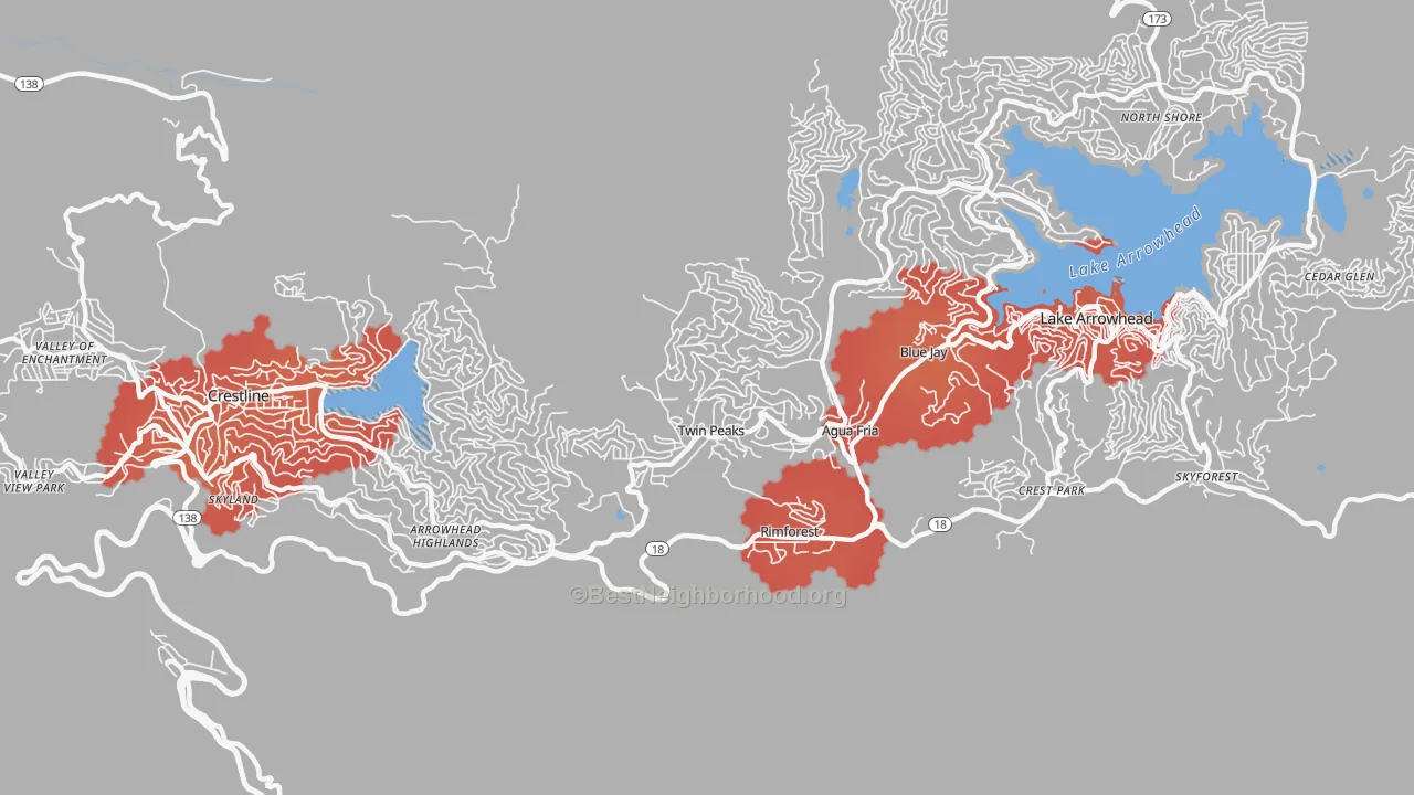 Transit Grade map of Twin Peaks, CA