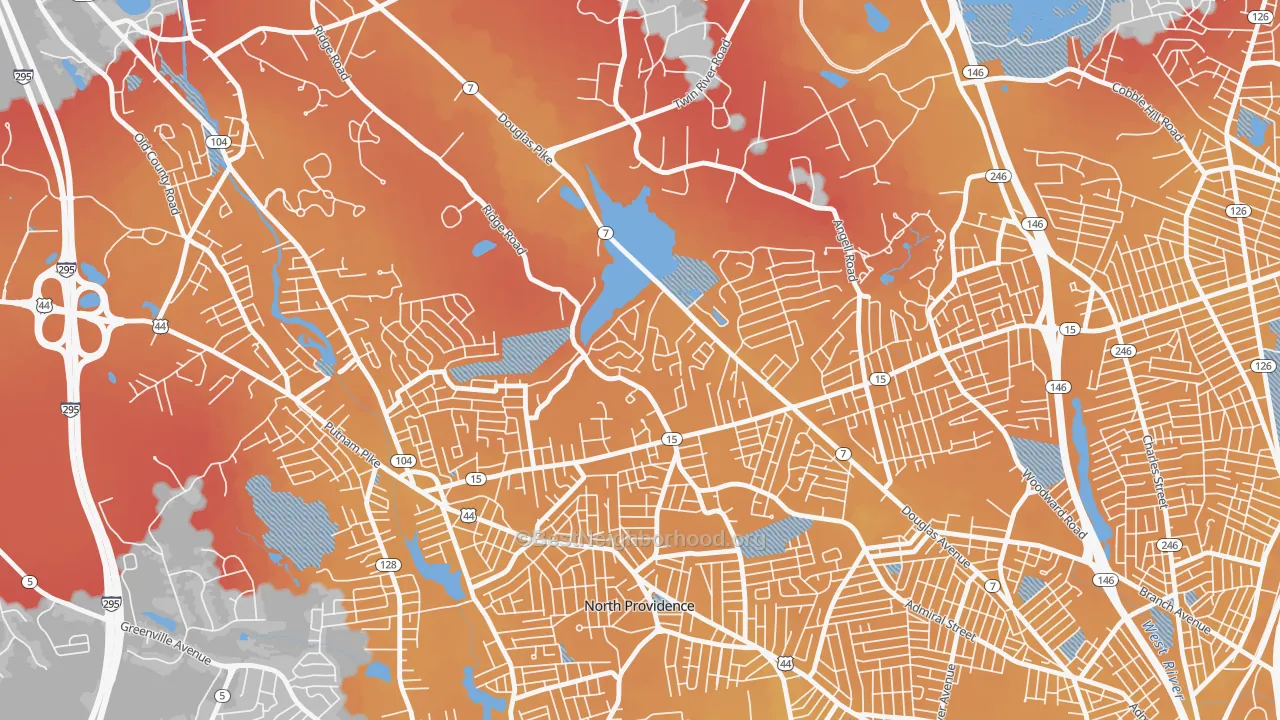 Transit Grade map of Twin Rivers Beach, Providence, RI