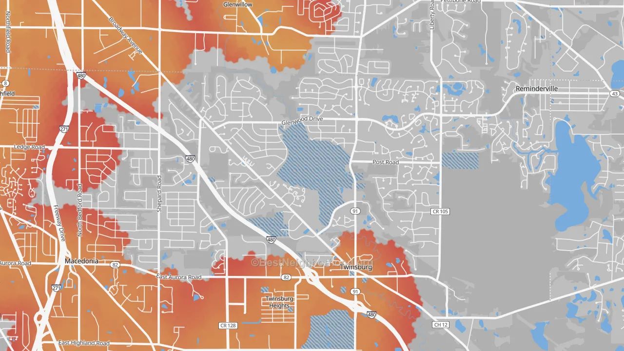 Transit Grade map of Twinsburg, OH