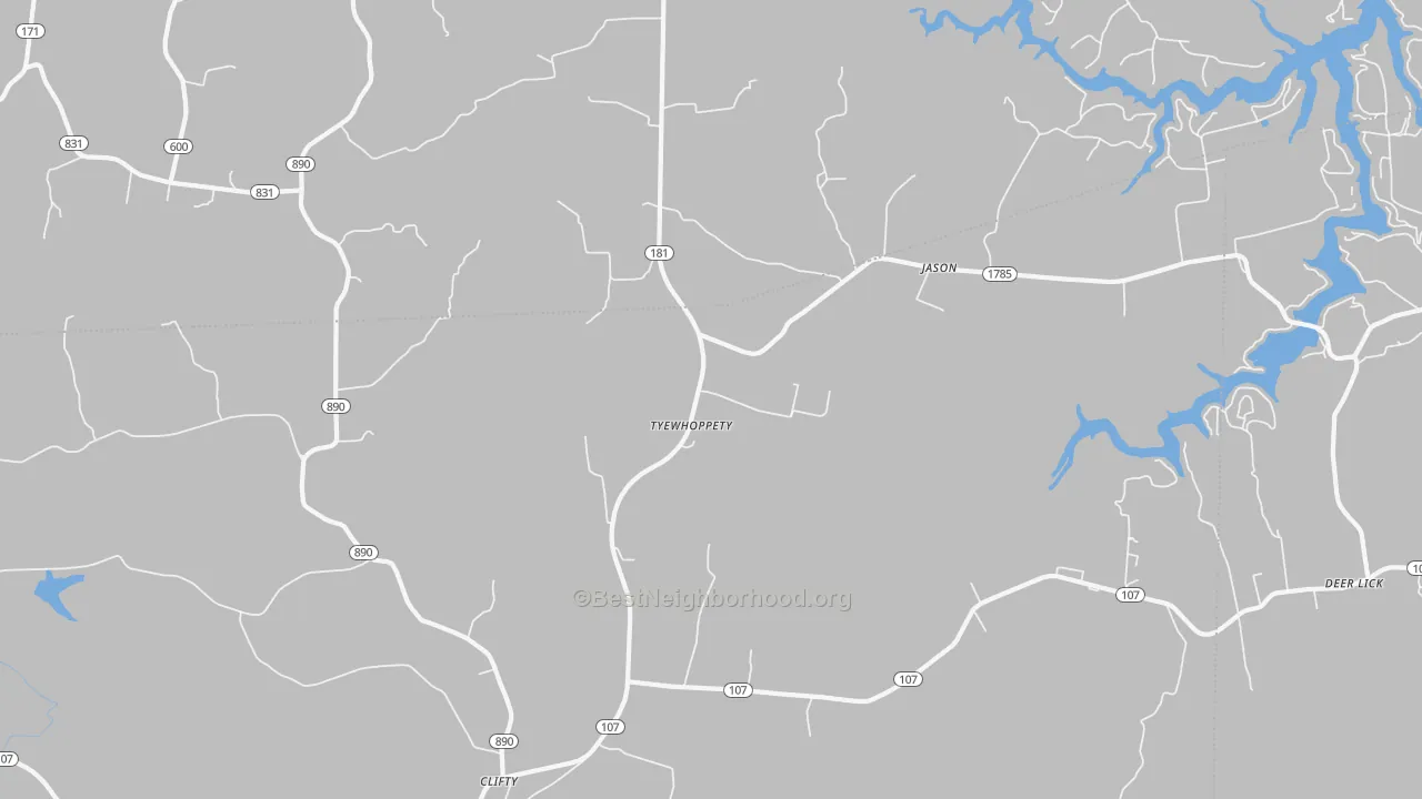 Transit Grade map of Tyewhoppety, KY