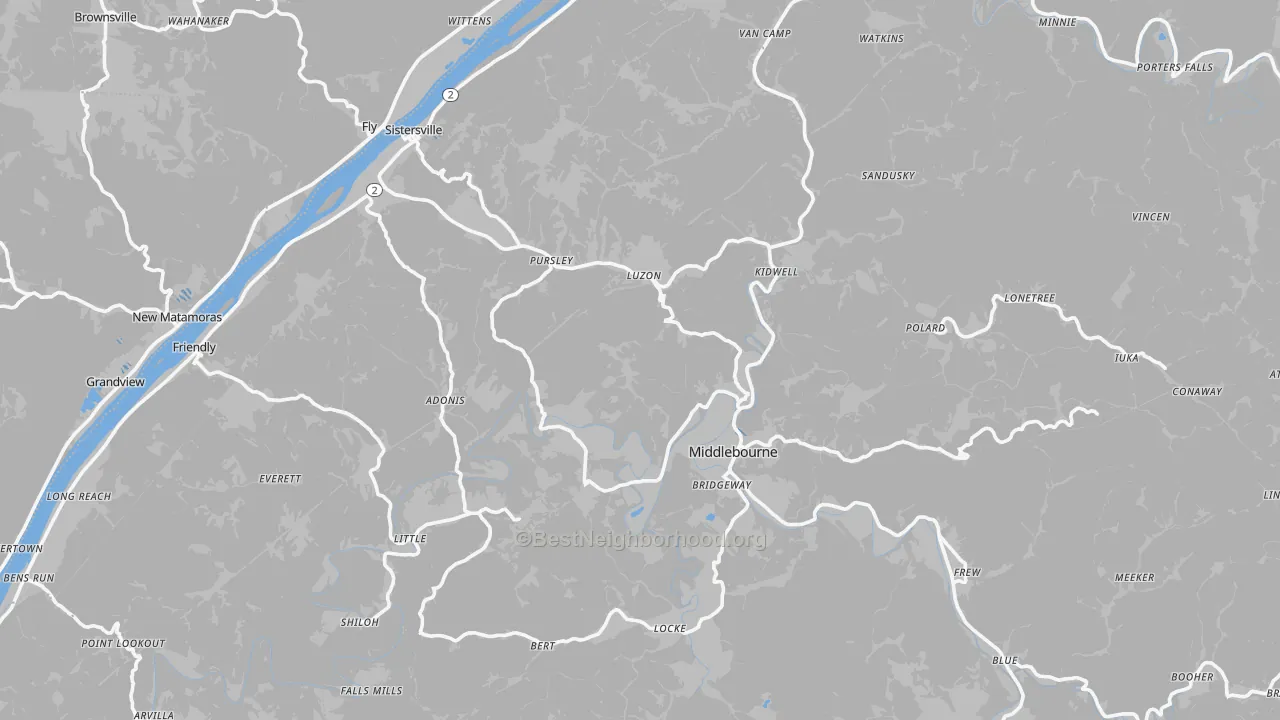 Transit Grade map of Tyler County, WV
