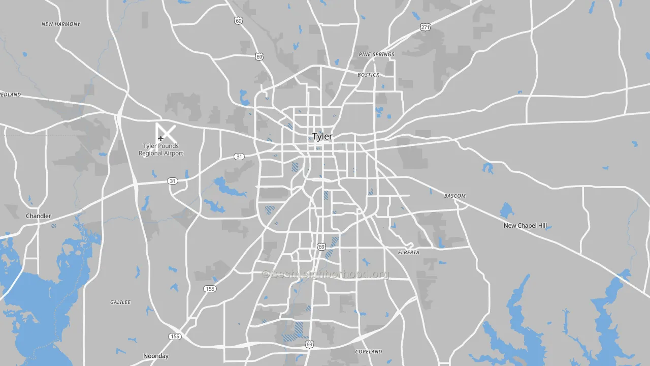 Transit Grade map of Tyler, TX