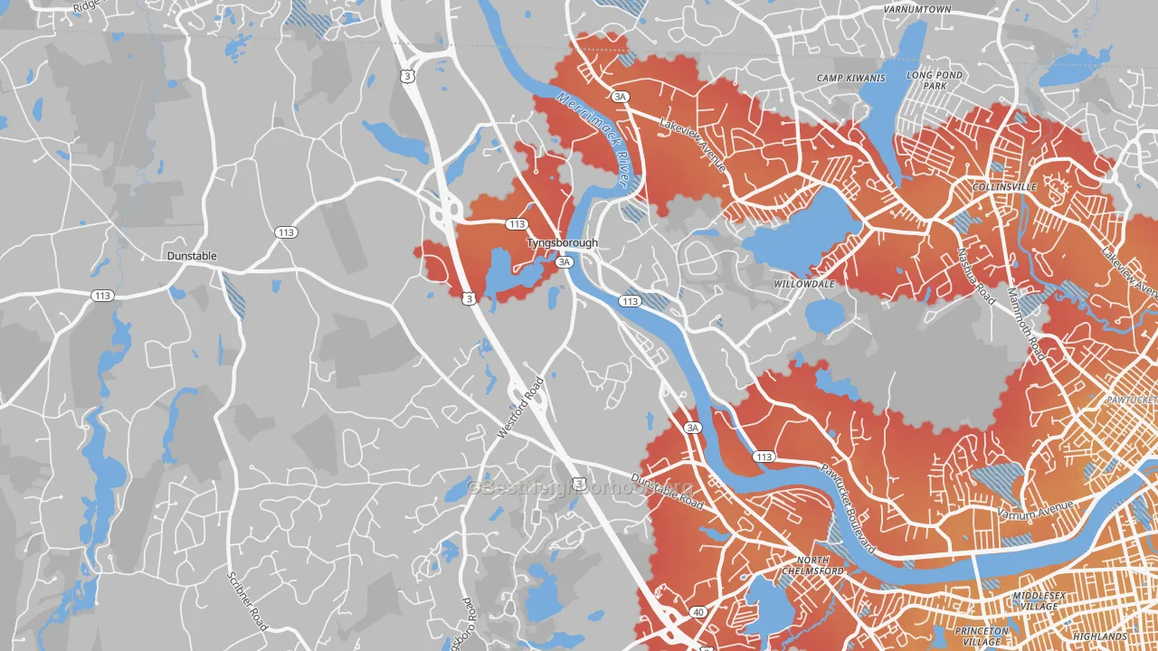 Transit Grade map of Tyngsboro, MA