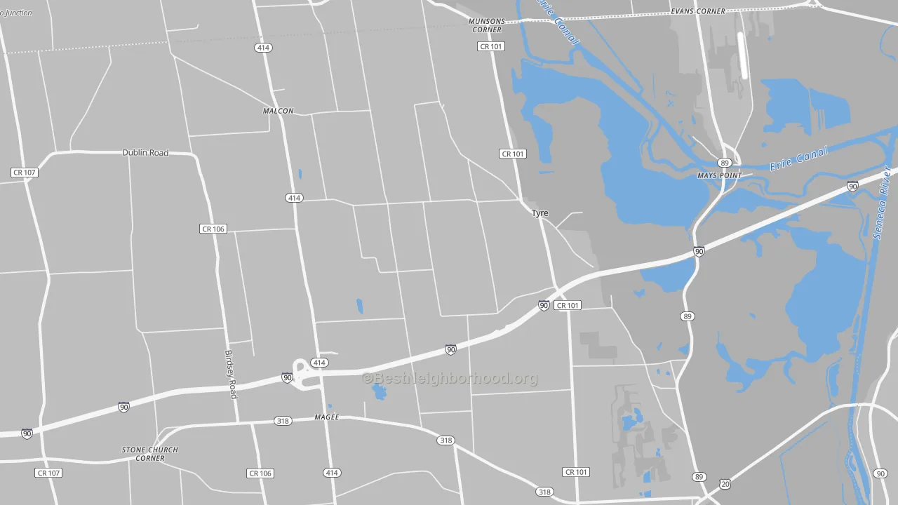 Transit Grade map of Tyre, NY