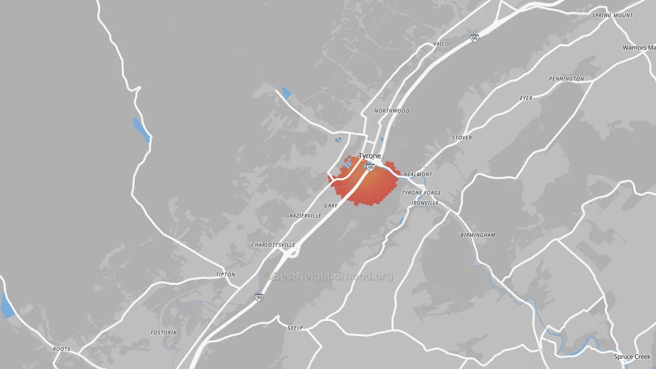 Transit Grade map of Tyrone, PA