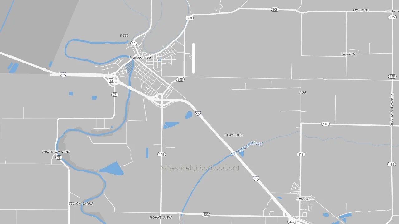 Transit Grade map of Tyronza Junction, AR