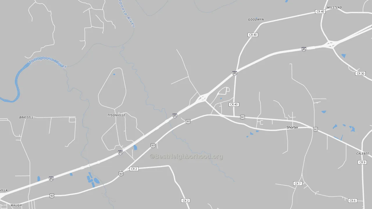 Transit Grade map of Tysonville, AL