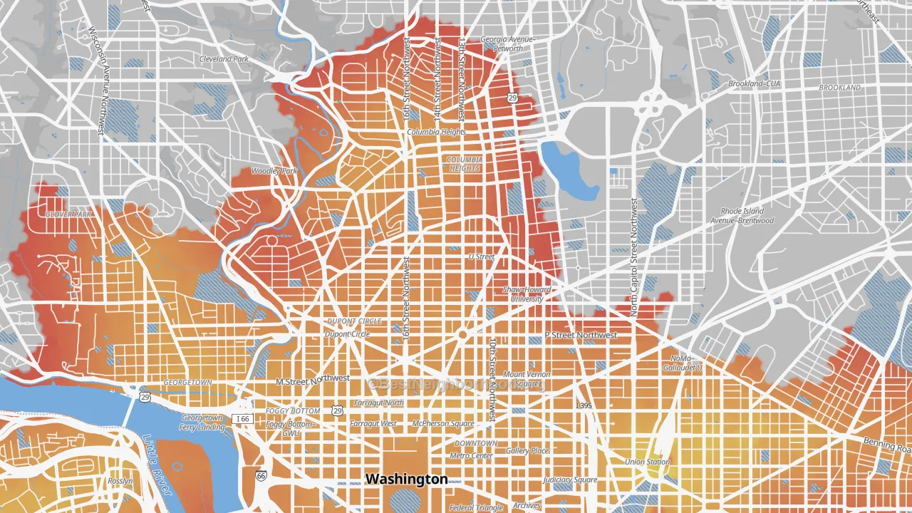 Transit Grade map of U Street Corridor, Washington, DC