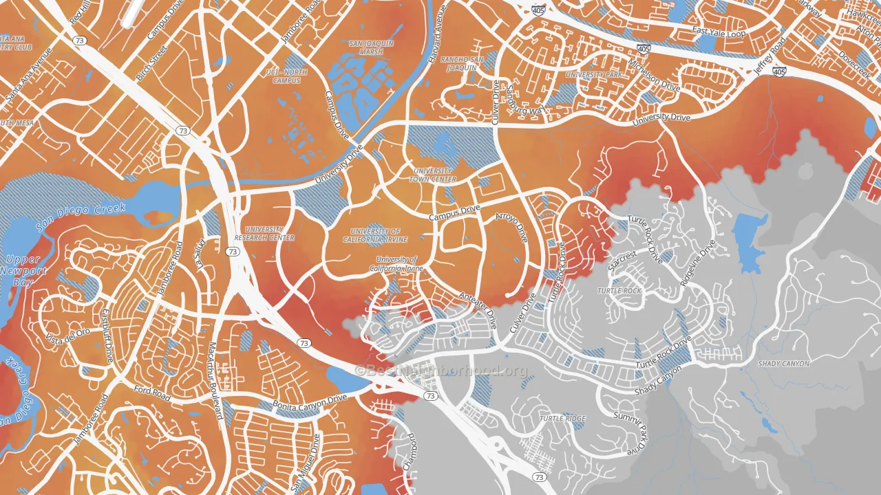 Transit Grade map of UC Irvine, Irvine, CA