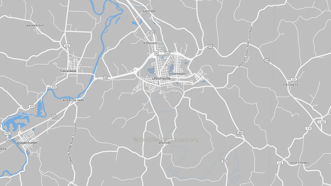 Transit Grade map of Uhrichsville, OH