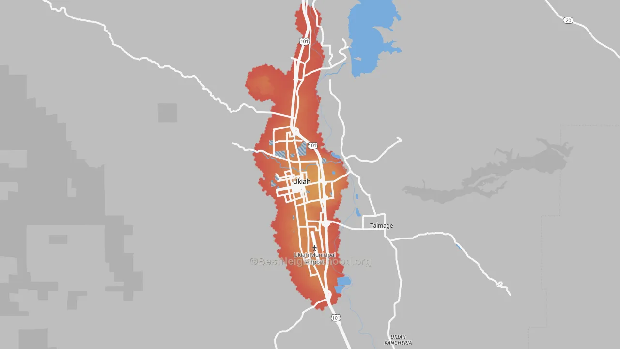 Transit Grade map of Ukiah, CA