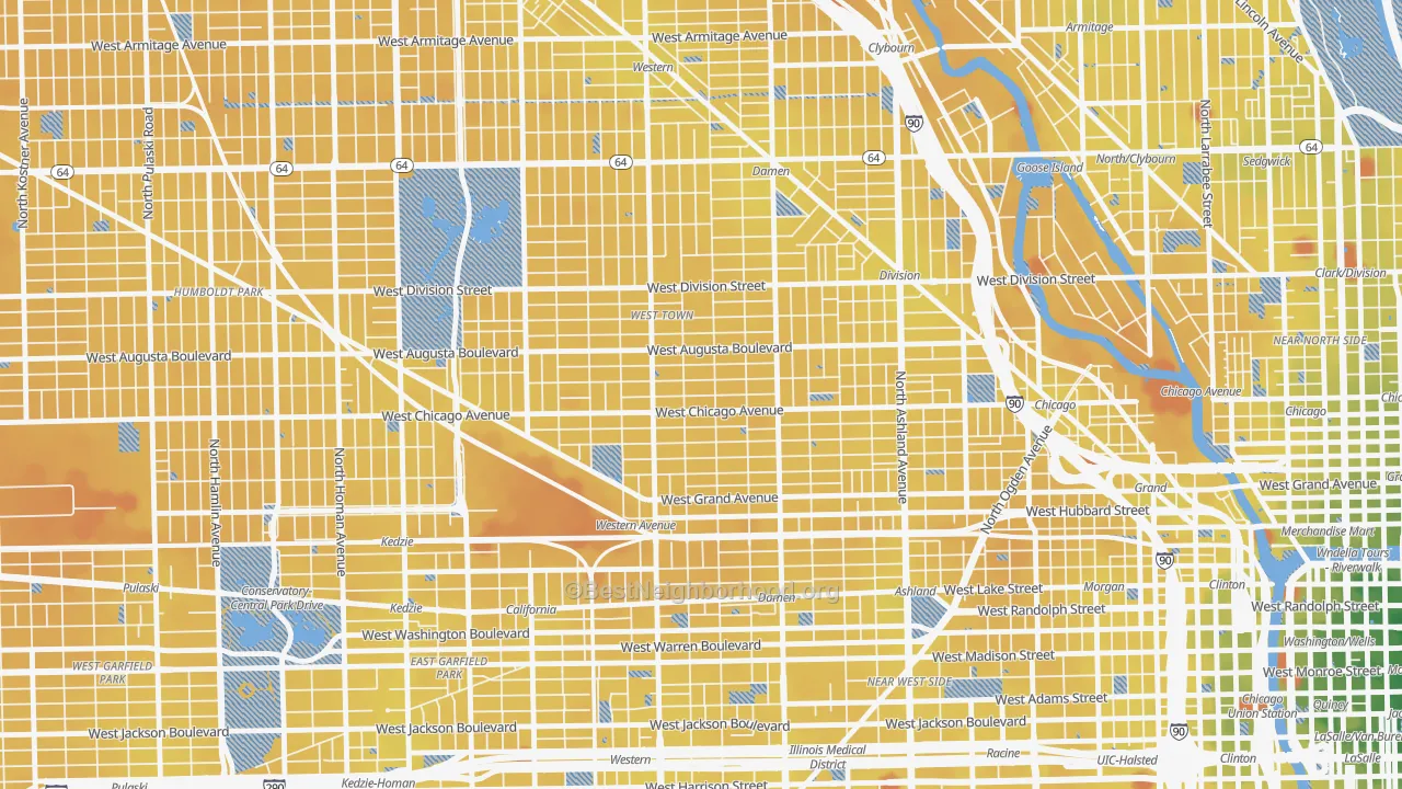 Transit Grade map of Ukrainian Village, Chicago, IL