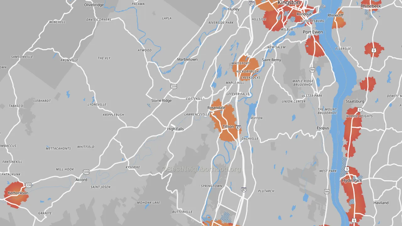 Transit Grade map of Ulster County, NY