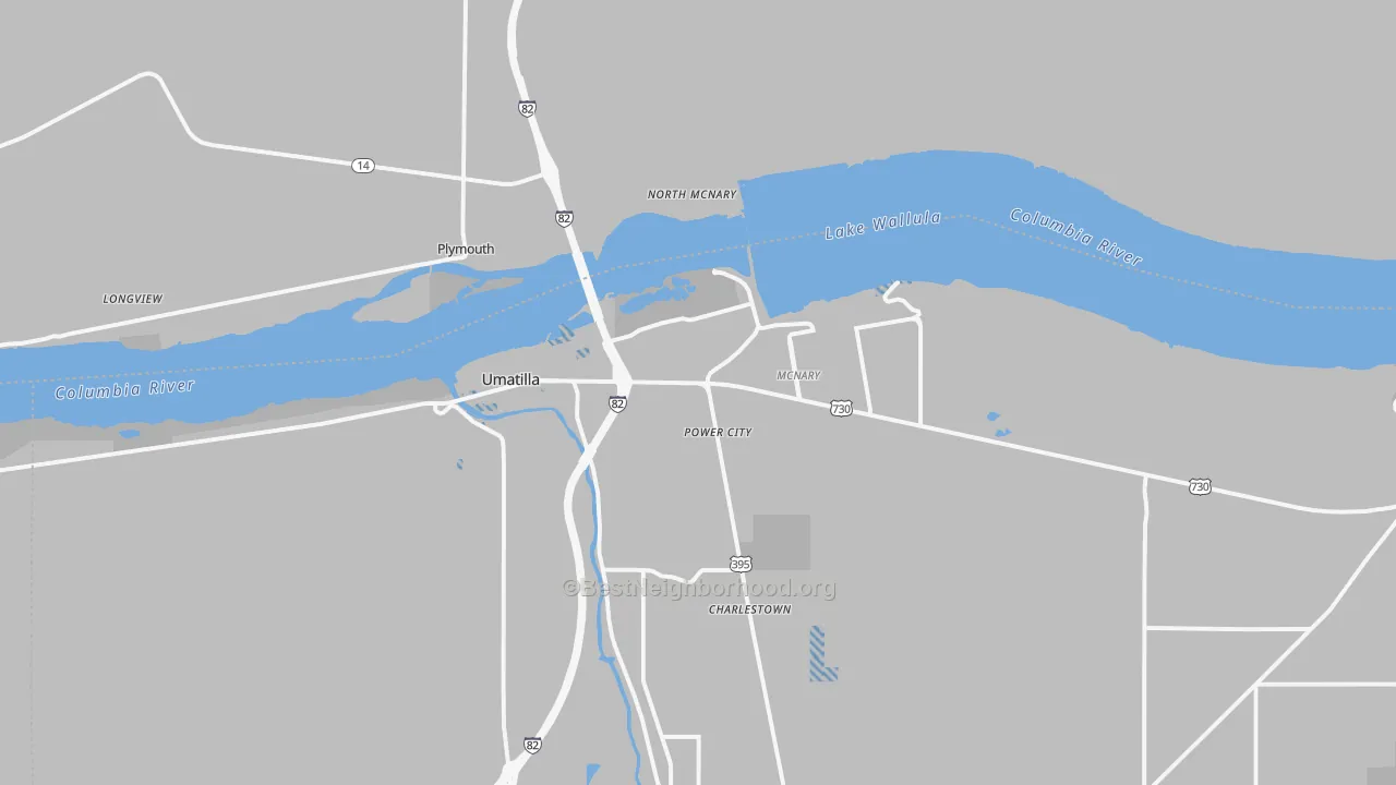 Transit Grade map of Umatilla, OR