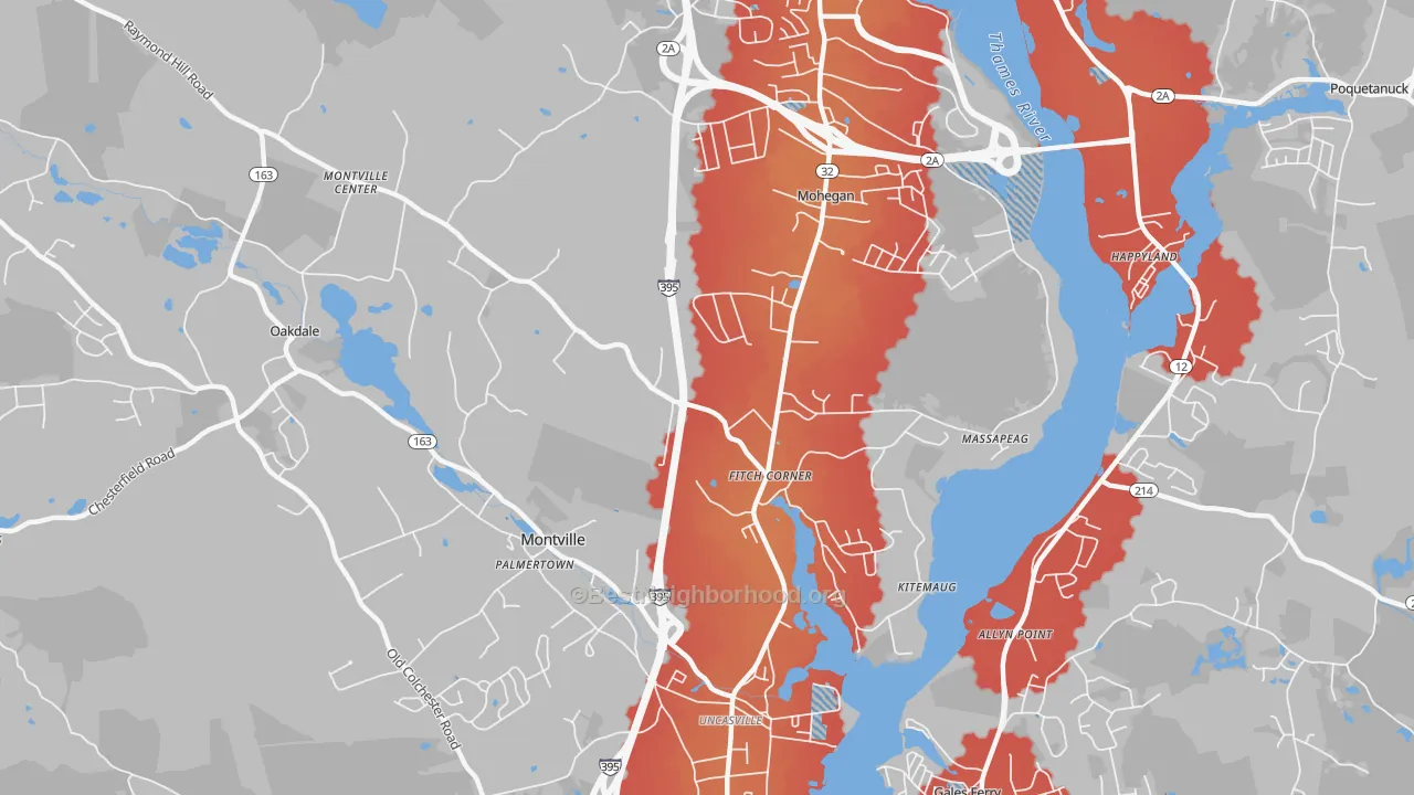 Transit Grade map of Uncasville, CT