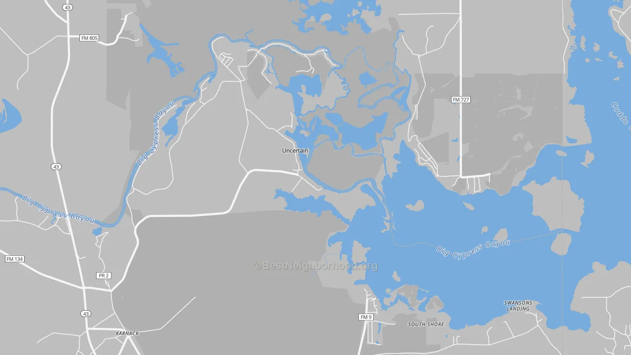 Transit Grade map of Uncertain, TX