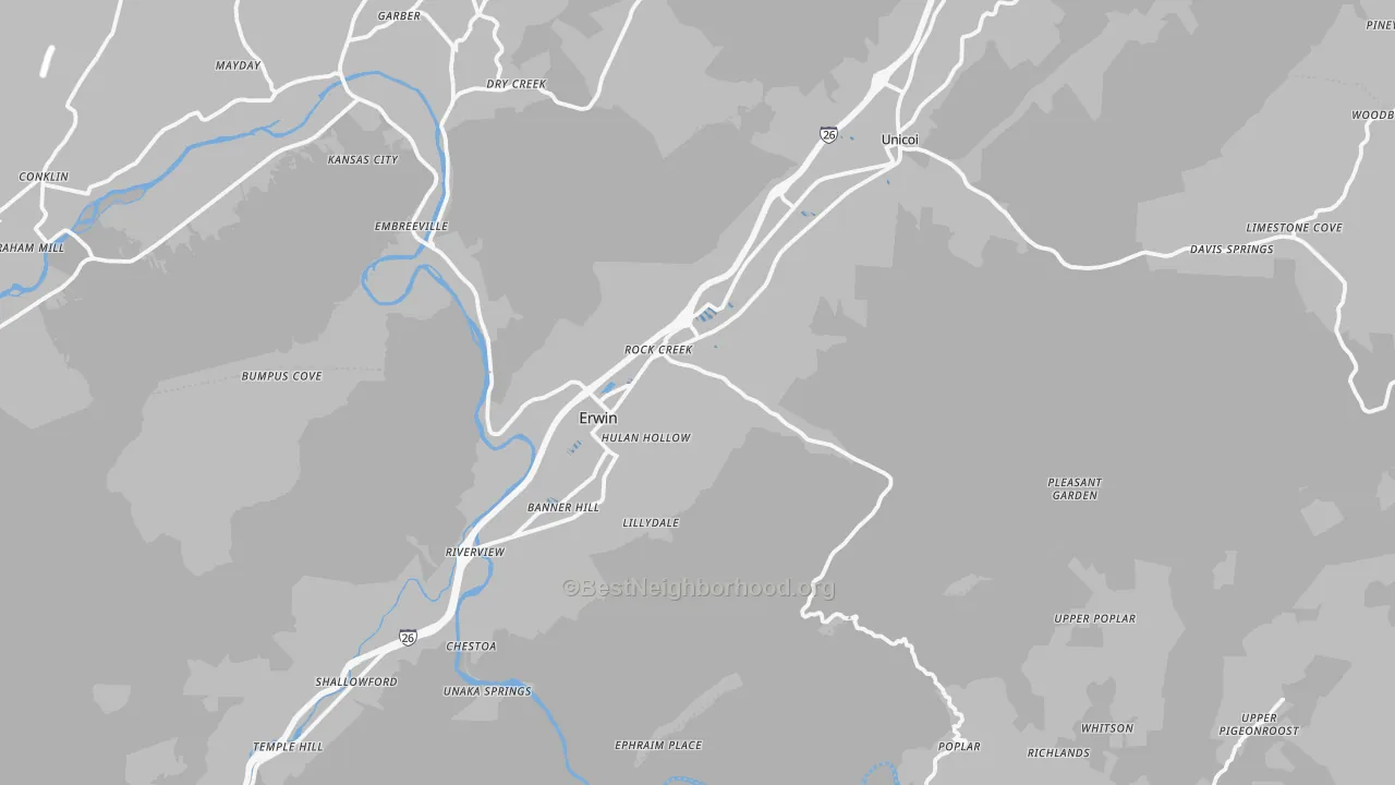 Transit Grade map of Unicoi County, TN