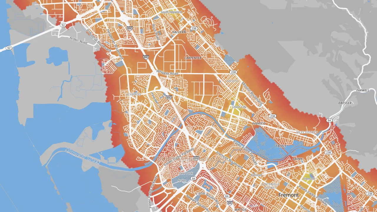 Transit Grade map of Union City, CA