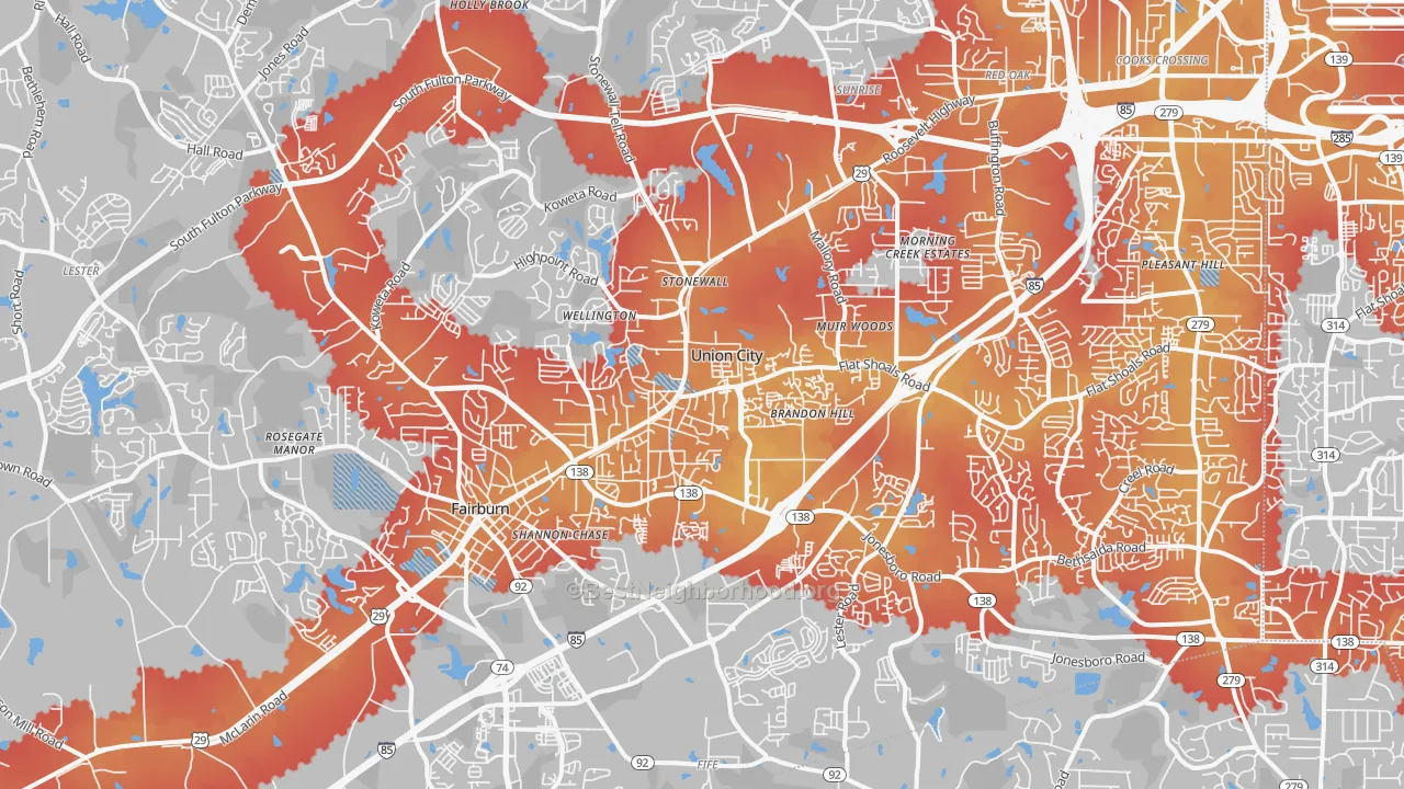 Transit Grade map of Union City, GA