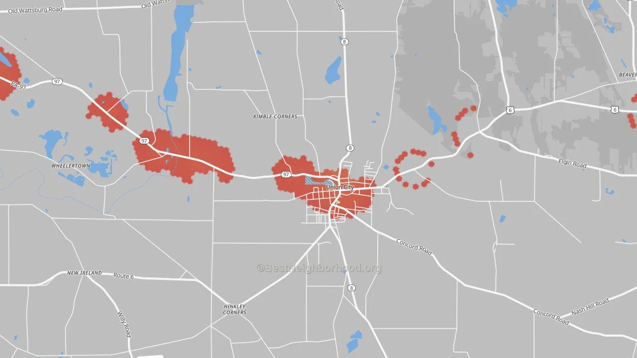 Transit Grade map of Union City, PA
