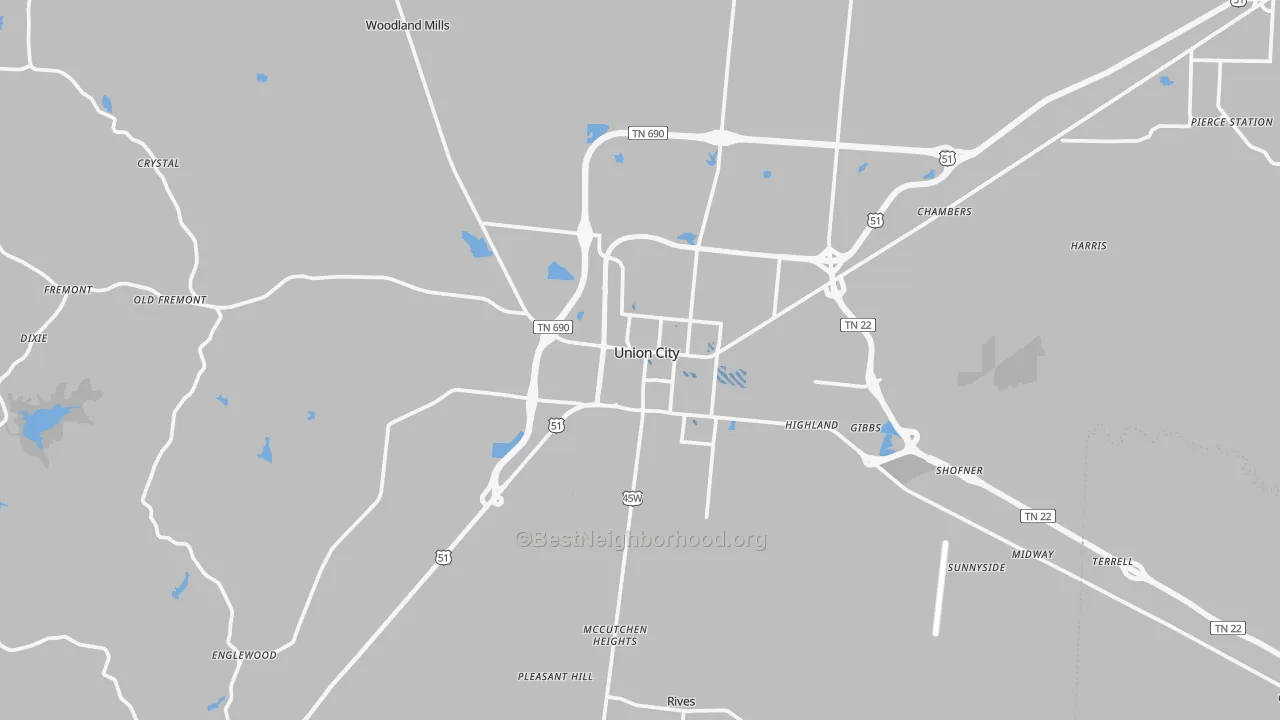 Transit Grade map of Union City, TN