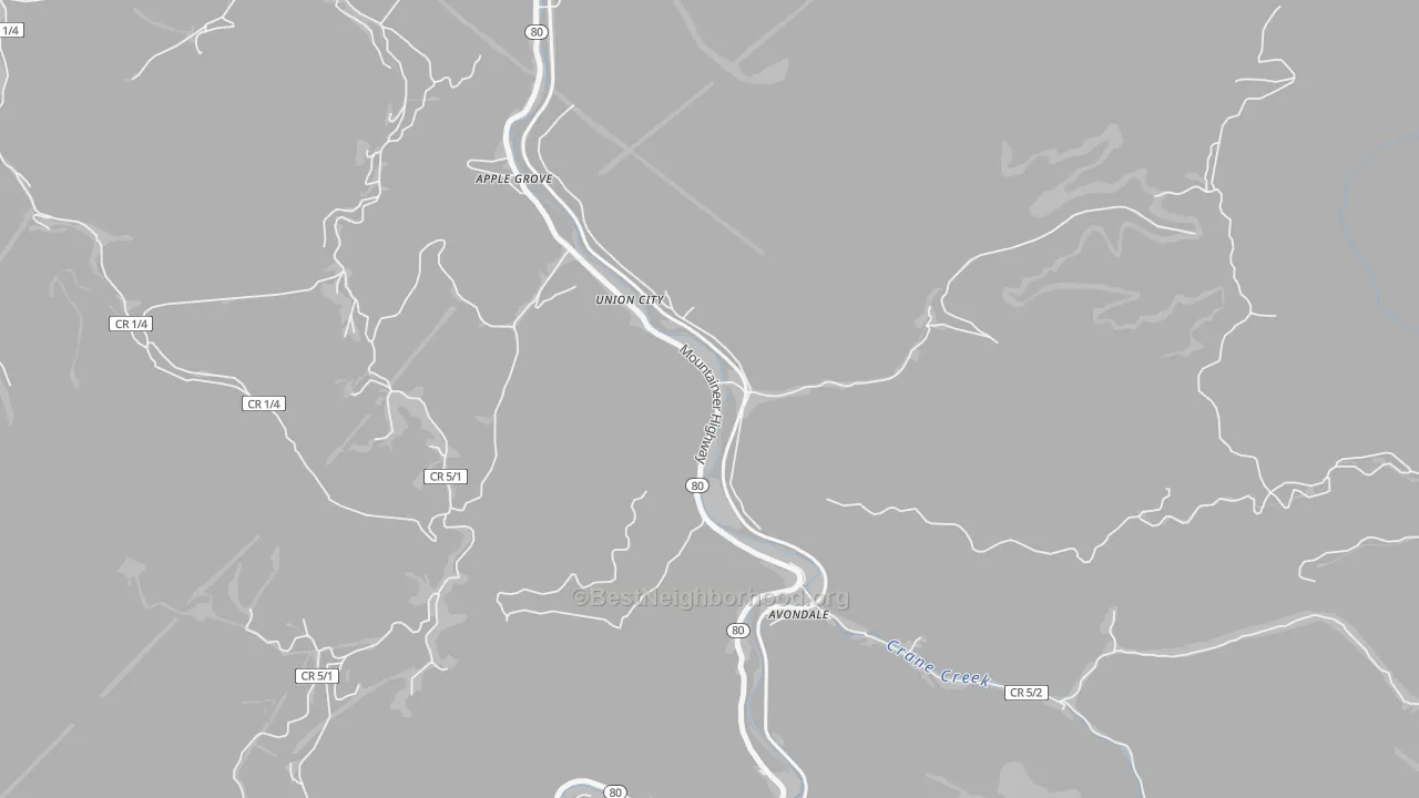 Transit Grade map of Union City, WV