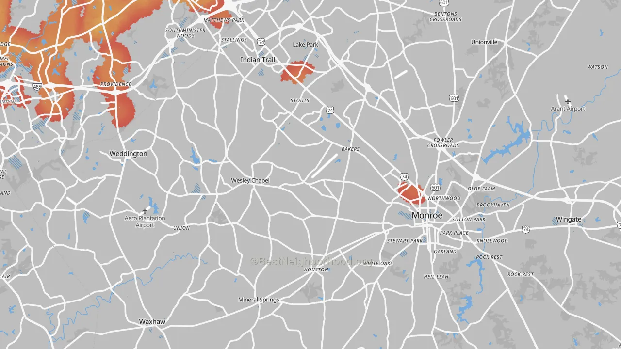 Transit Grade map of Union County, NC
