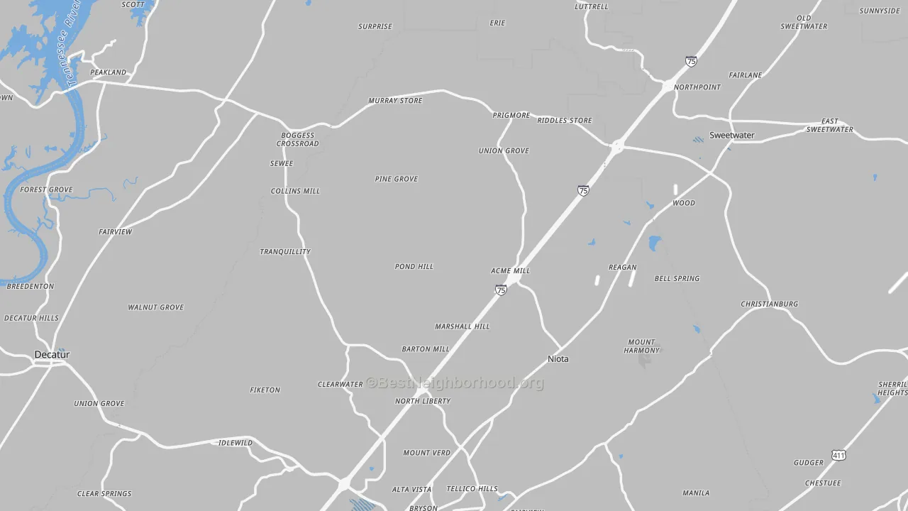 Transit Grade map of Union Grove, TN