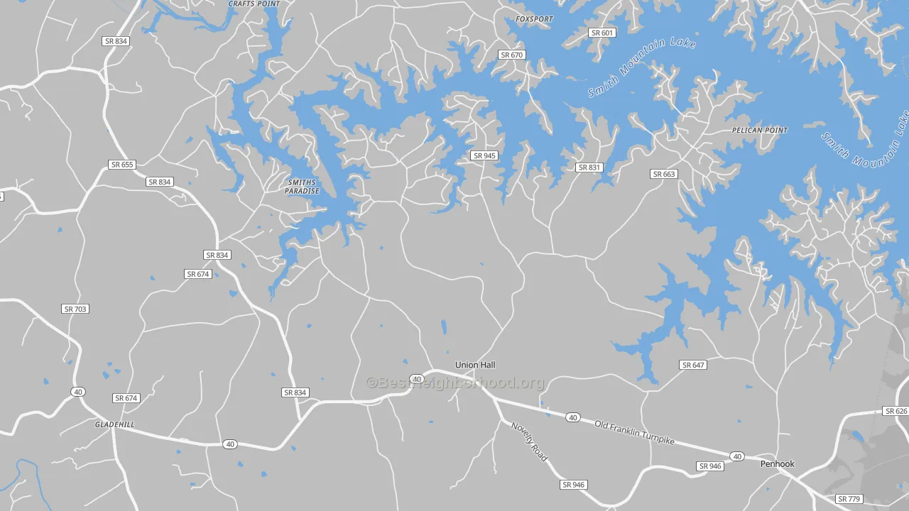 Transit Grade map of Union Hall, VA