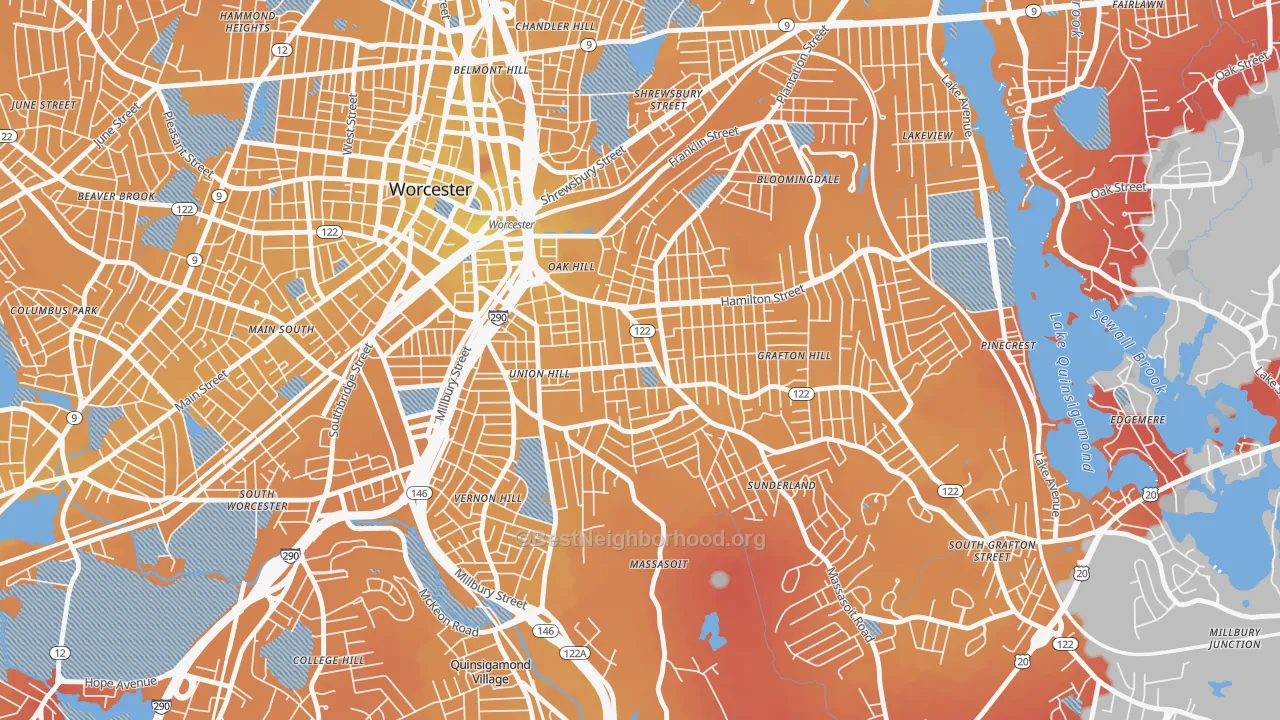 Transit Grade map of Union Hill, Worcester, MA