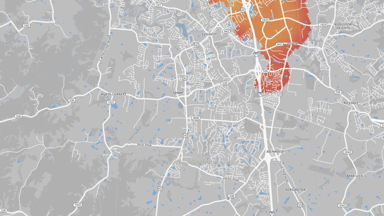 Transit Grade map of Union, KY