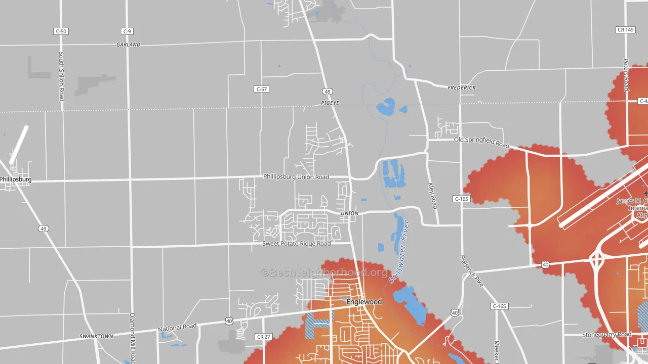 Transit Grade map of Union, OH
