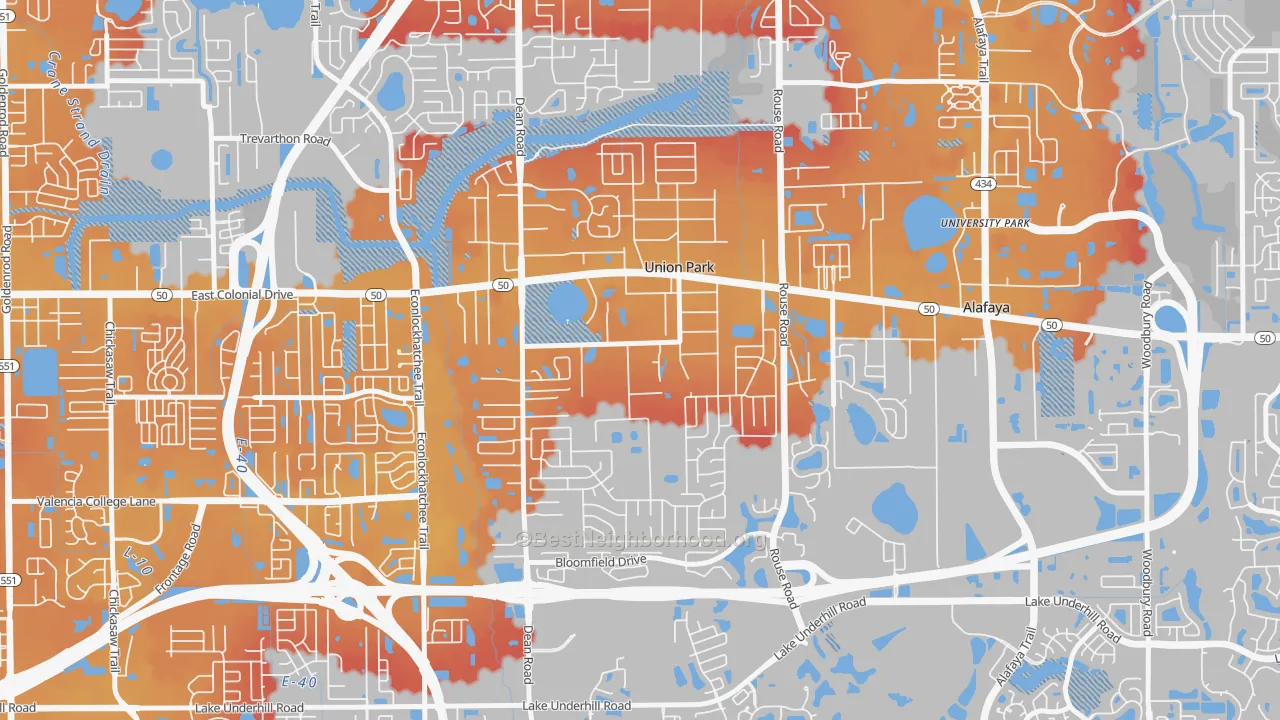 Transit Grade map of Union Park, FL