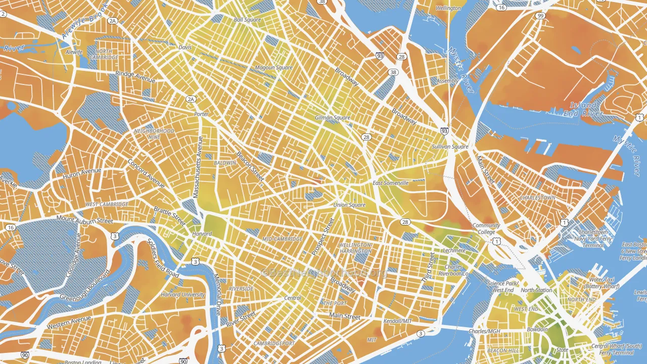 Transit Grade map of Union Square, Somerville, MA