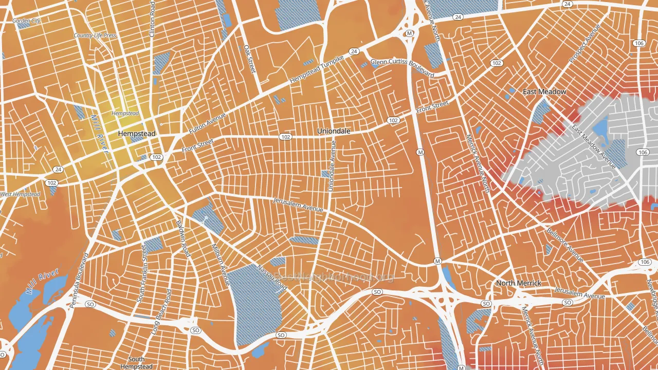 Transit Grade map of Uniondale, NY